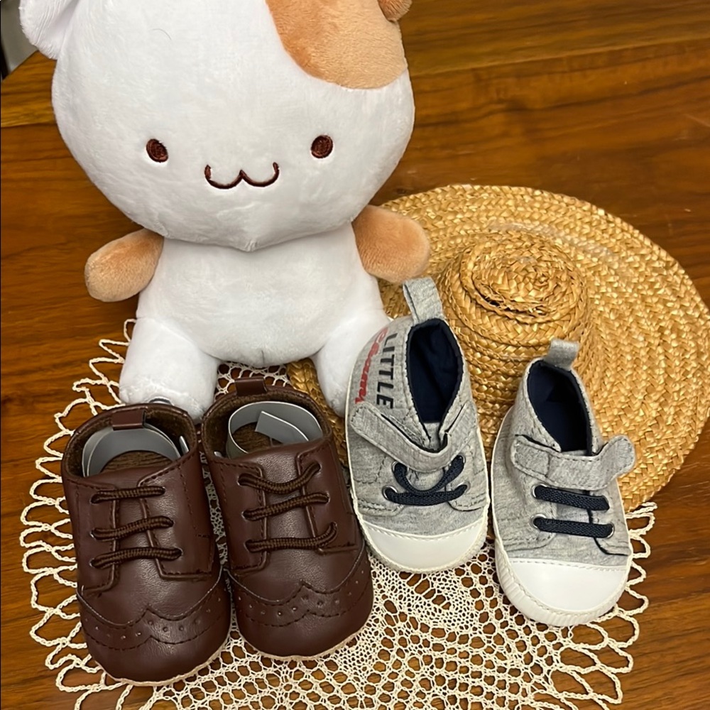 Brown and Gray Newborn‎ Infant Shoes